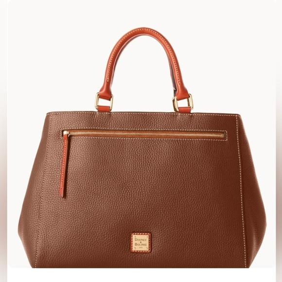 Dooney & Bourke Handbags - Dooney & Bourke Pebble Grain Zip Satchel Bark R1930BF NWT
